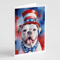 American Bulldog Patriotic American Greeting Cards Pack of 8 Blank Cards with Envelopes Whimsical A7 Size 5x7