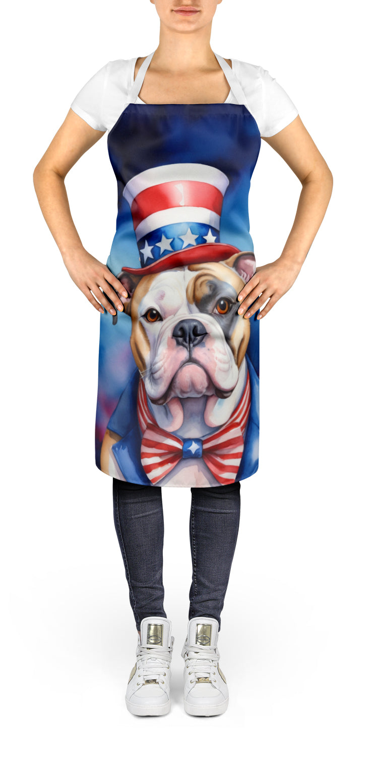 American Bulldog Patriotic American Apron Cooking Kitchen Server Baking Crafts Gardening for Adult Women Men, Unisex, Large, Multicolor