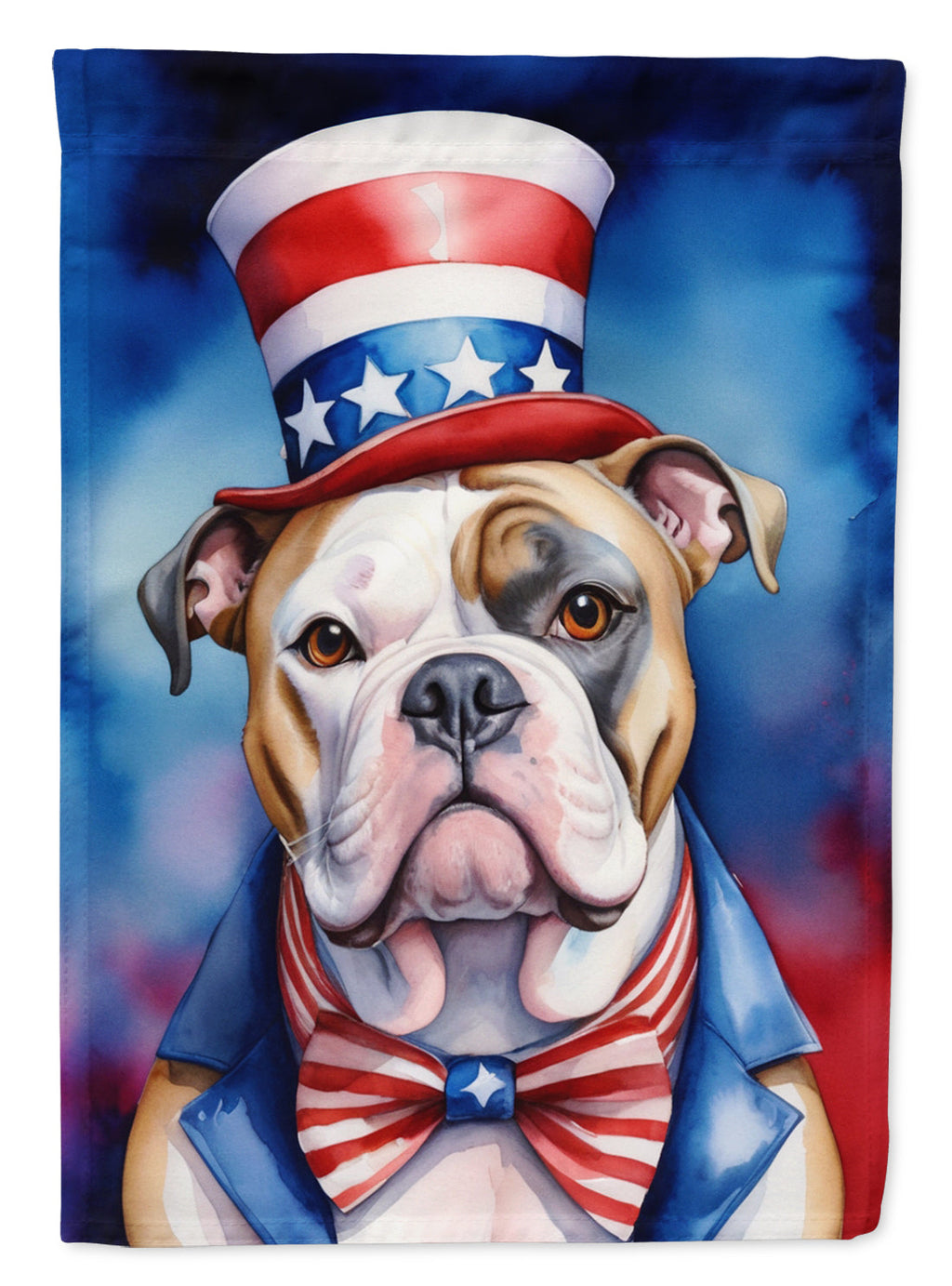 American Bulldog Patriotic American House Flag 28x40 Porch Sleeve Pole Decorative Outside Yard Banner Artwork Wall Hanging, Polyester