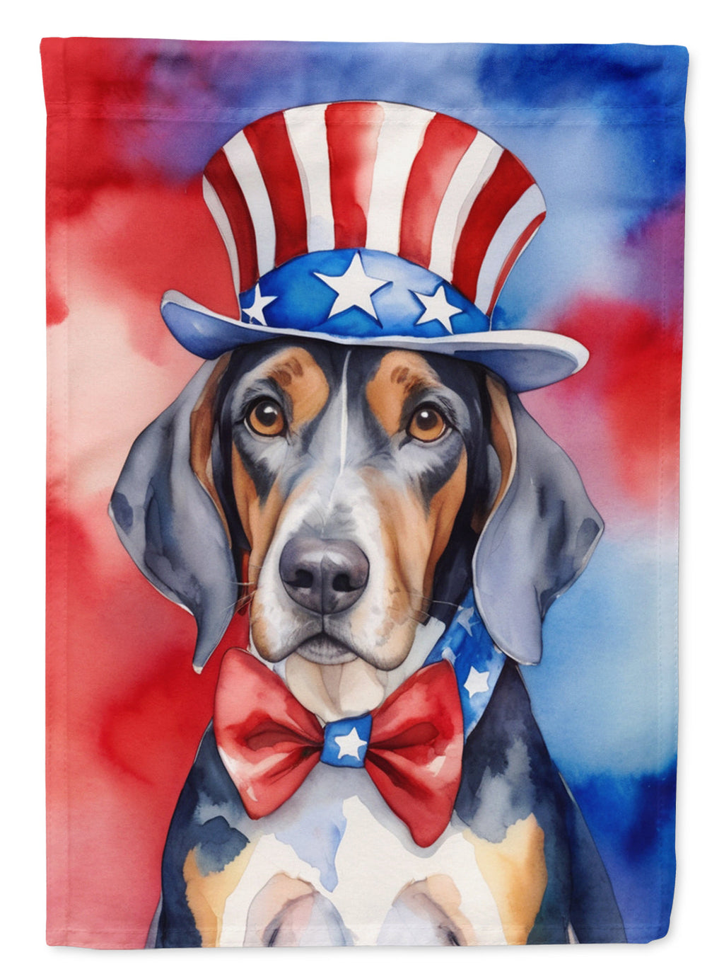 American English Coonhound Patriotic American House Flag 28x40 Porch Sleeve Pole Decorative Outside Yard Banner Artwork Wall Hanging, Polyester