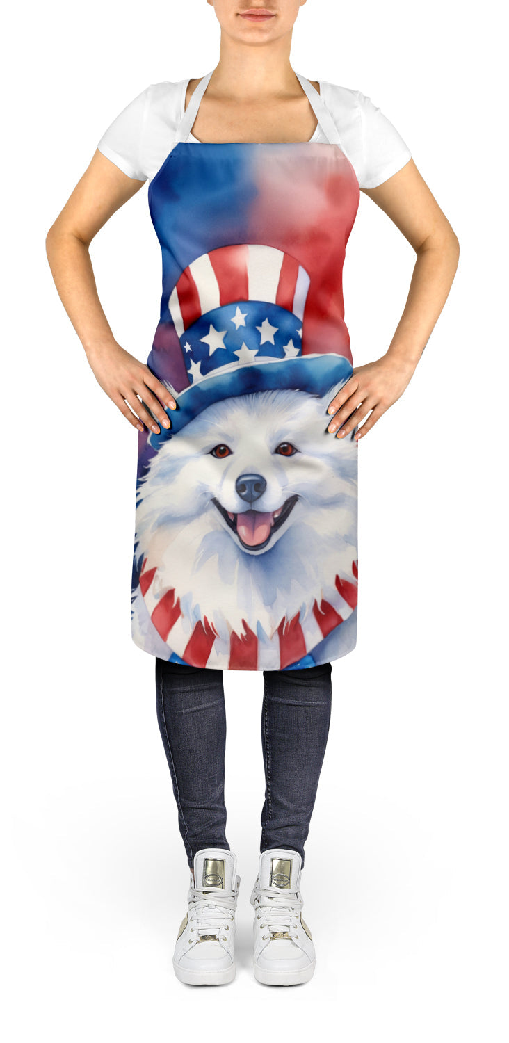American Eskimo Patriotic American Apron Cooking Kitchen Server Baking Crafts Gardening for Adult Women Men, Unisex, Large, Multicolor