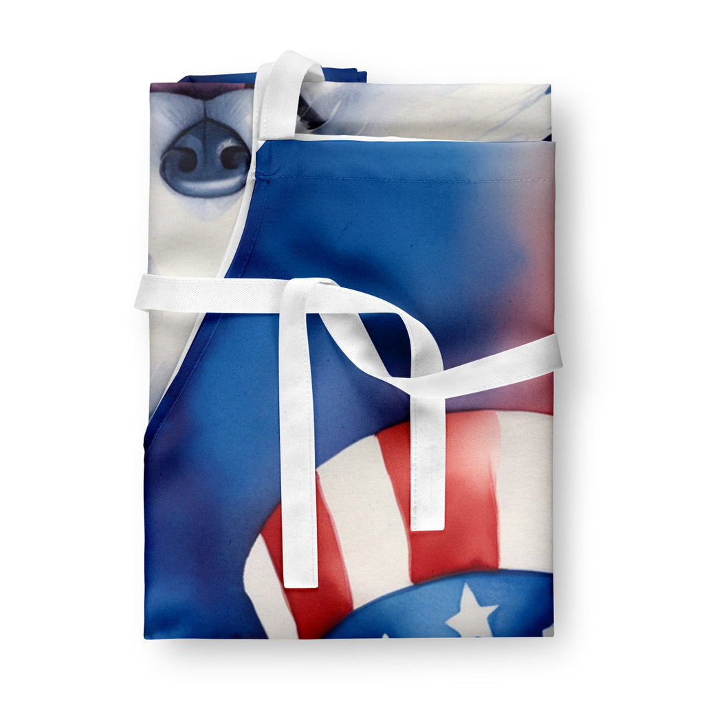 American Eskimo Patriotic American Apron Cooking Kitchen Server Baking Crafts Gardening for Adult Women Men, Unisex, Large, Multicolor