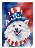 American Eskimo Patriotic American House Flag 28x40 Porch Sleeve Pole Decorative Outside Yard Banner Artwork Wall Hanging, Polyester