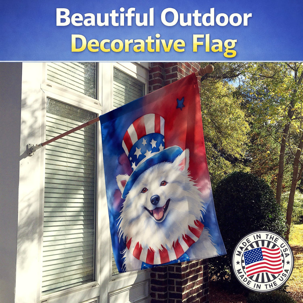 American Eskimo Patriotic American House Flag 28x40 Porch Sleeve Pole Decorative Outside Yard Banner Artwork Wall Hanging, Polyester