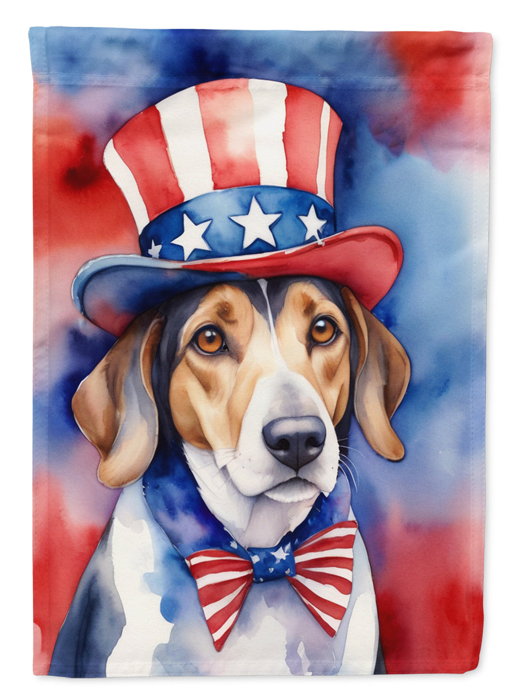American Foxhound Patriotic American House Flag 28x40 Porch Sleeve Pole Decorative Outside Yard Banner Artwork Wall Hanging, Polyester