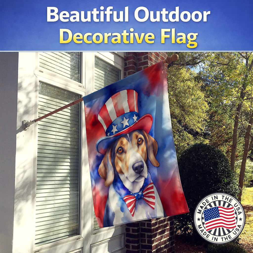 American Foxhound Patriotic American House Flag 28x40 Porch Sleeve Pole Decorative Outside Yard Banner Artwork Wall Hanging, Polyester