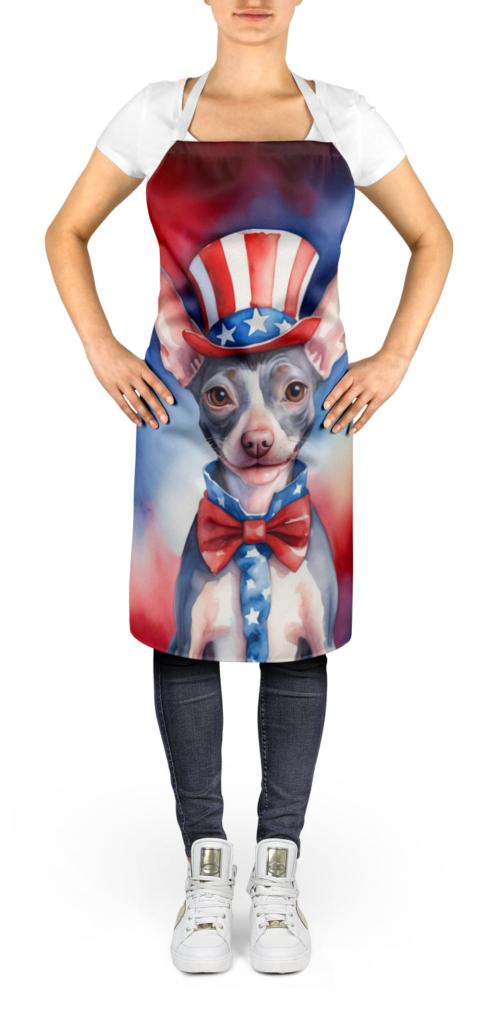 American Hairless Terrier Patriotic American Apron Cooking Kitchen Server Baking Crafts Gardening for Adult Women Men, Unisex, Large, Multicolor