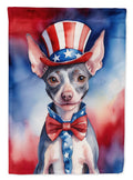 American Hairless Terrier Patriotic American House Flag 28x40 Porch Sleeve Pole Decorative Outside Yard Banner Artwork Wall Hanging, Polyester