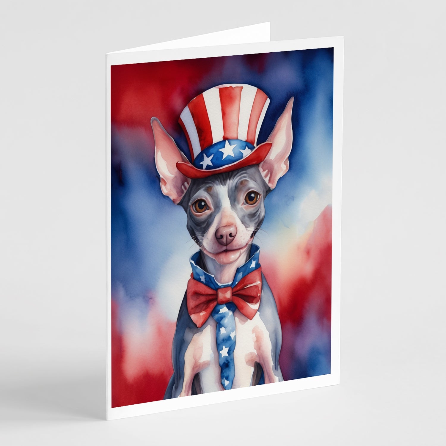 American Hairless Terrier Patriotic American Greeting Cards Pack of 8 Blank Cards with Envelopes Whimsical A7 Size 5x7