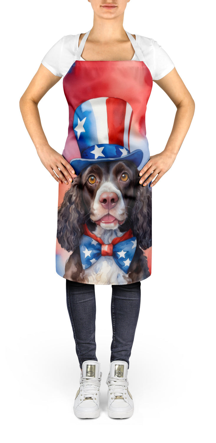 American Water Spaniel Patriotic American Apron Cooking Kitchen Server Baking Crafts Gardening for Adult Women Men, Unisex, Large, Multicolor