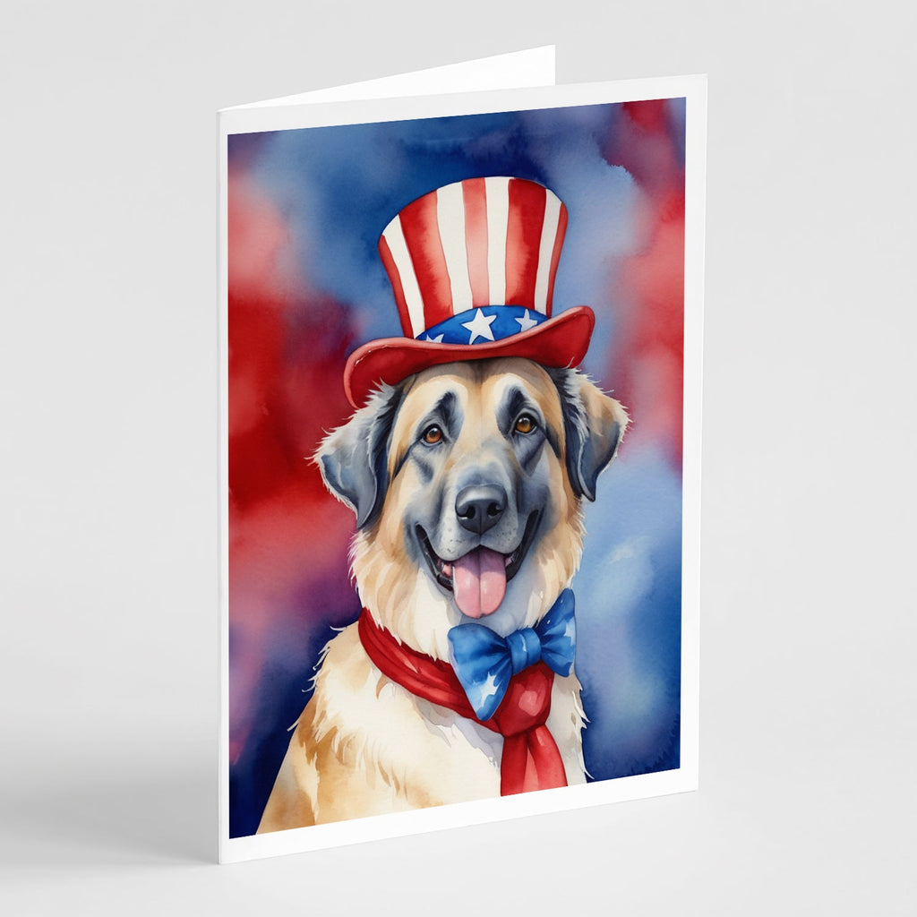 Anatolian Shepherd Patriotic American Greeting Cards Pack of 8 Blank Cards with Envelopes Whimsical A7 Size 5x7