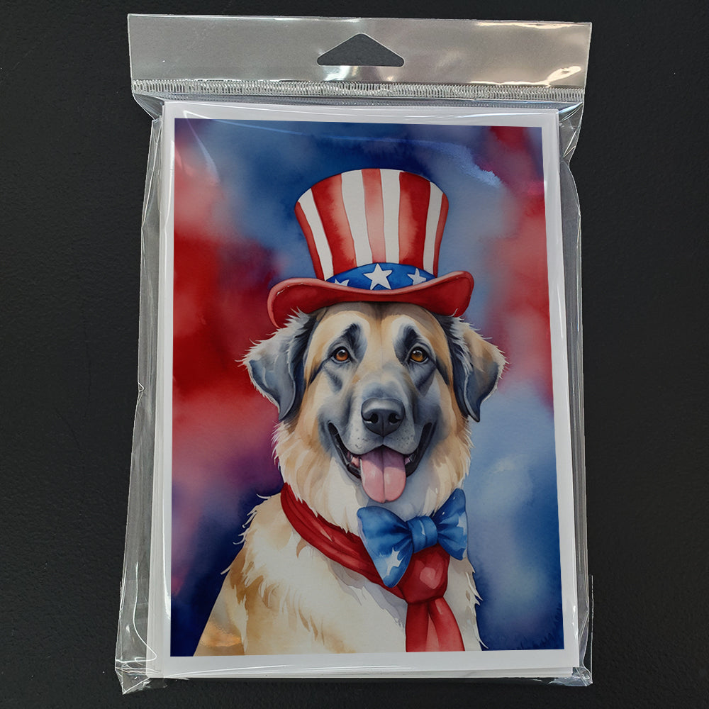 Anatolian Shepherd Patriotic American Greeting Cards Pack of 8 Blank Cards with Envelopes Whimsical A7 Size 5x7