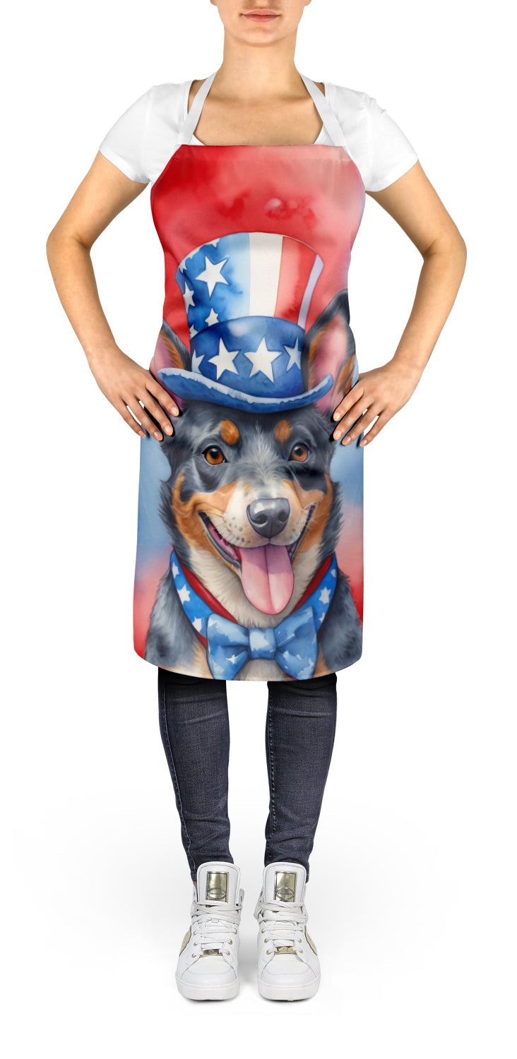 Australian Cattle Dog Patriotic American Apron Cooking Kitchen Server Baking Crafts Gardening for Adult Women Men, Unisex, Large, Multicolor