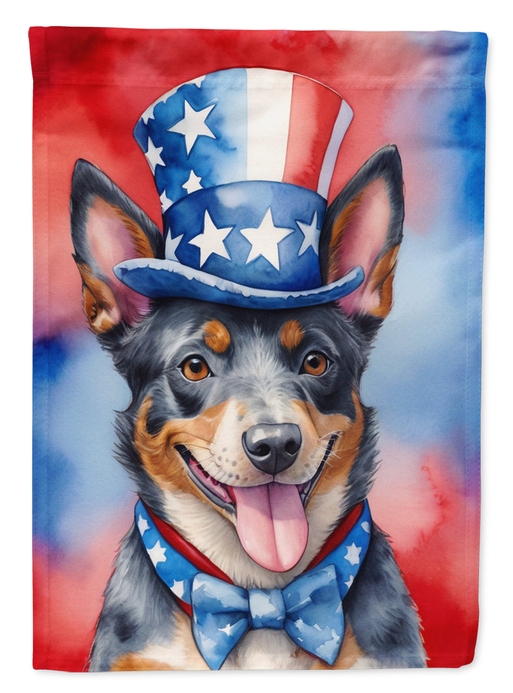 Australian Cattle Dog Patriotic American House Flag 28x40 Porch Sleeve Pole Decorative Outside Yard Banner Artwork Wall Hanging, Polyester