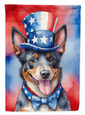 Australian Cattle Dog Patriotic American House Flag 28x40 Porch Sleeve Pole Decorative Outside Yard Banner Artwork Wall Hanging, Polyester