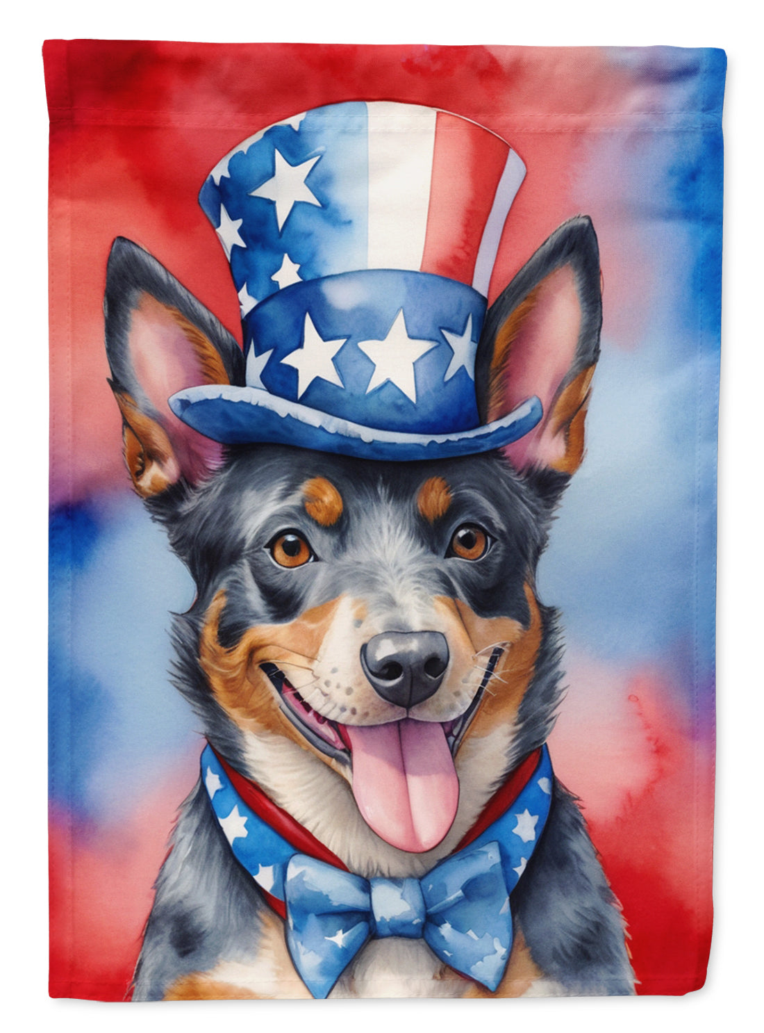 Australian Cattle Dog Patriotic American House Flag 28x40 Porch Sleeve Pole Decorative Outside Yard Banner Artwork Wall Hanging, Polyester