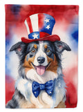 Australian Shepherd Patriotic American House Flag 28x40 Porch Sleeve Pole Decorative Outside Yard Banner Artwork Wall Hanging, Polyester