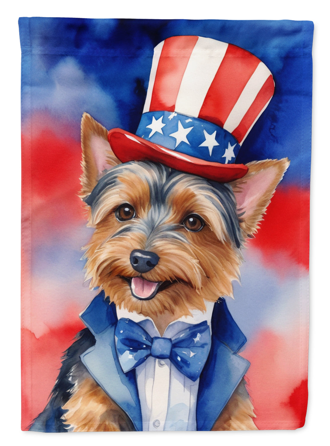 Australian Terrier Patriotic American House Flag 28x40 Porch Sleeve Pole Decorative Outside Yard Banner Artwork Wall Hanging, Polyester