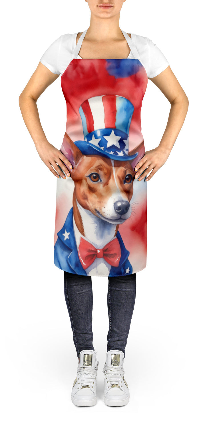 Basenji Patriotic American Apron Cooking Kitchen Server Baking Crafts Gardening for Adult Women Men, Unisex, Large, Multicolor