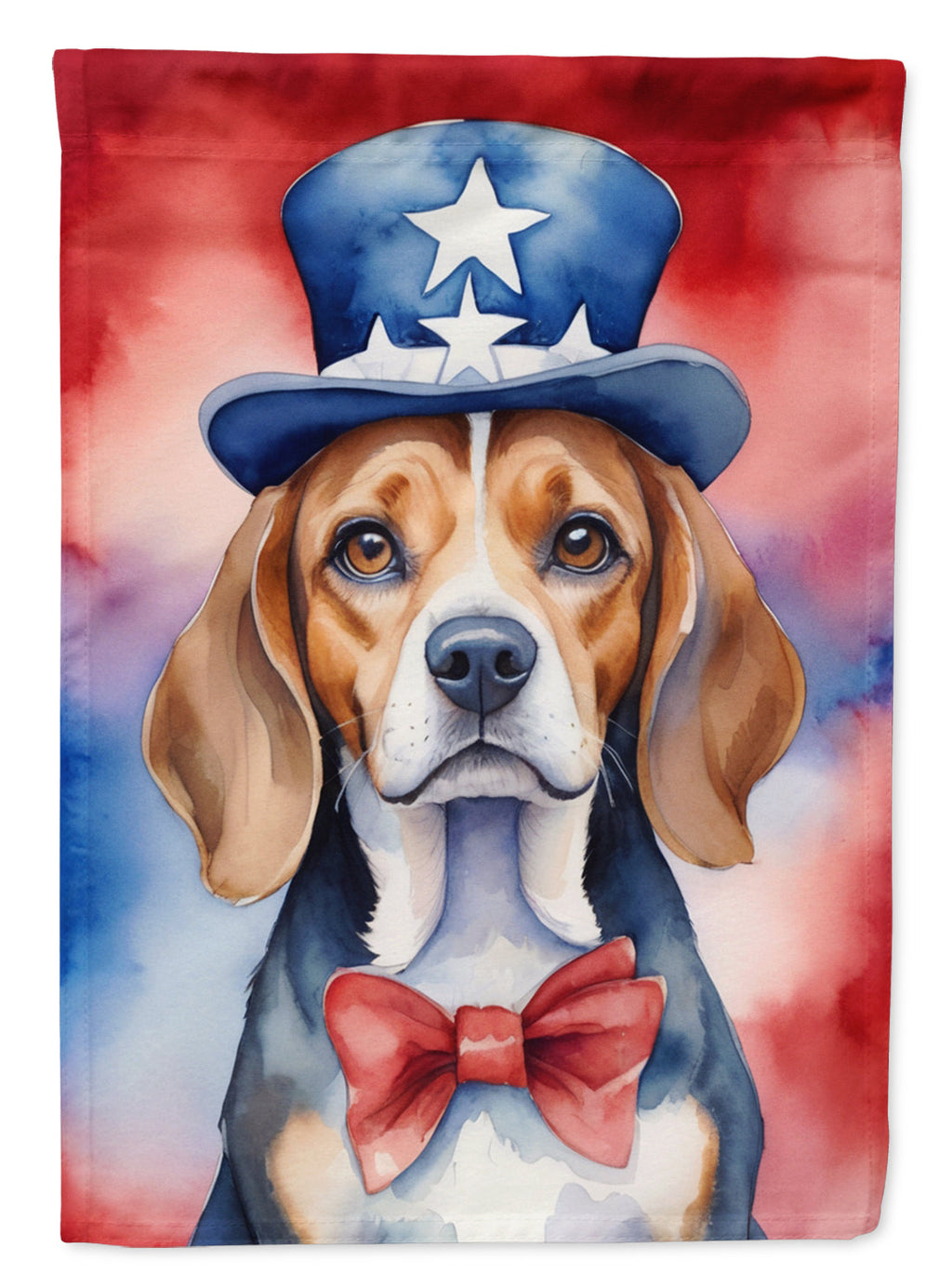 Beagle Patriotic American House Flag 28x40 Porch Sleeve Pole Decorative Outside Yard Banner Artwork Wall Hanging, Polyester