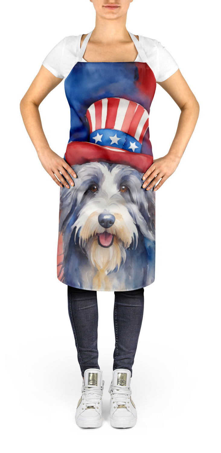 Bearded Collie Patriotic American Apron Cooking Kitchen Server Baking Crafts Gardening for Adult Women Men, Unisex, Large, Multicolor