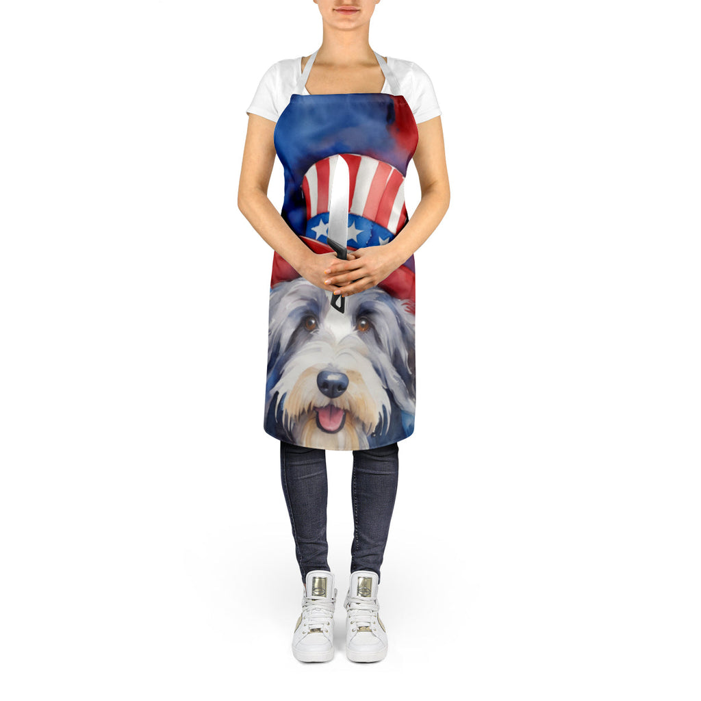 Bearded Collie Patriotic American Apron Cooking Kitchen Server Baking Crafts Gardening for Adult Women Men, Unisex, Large, Multicolor
