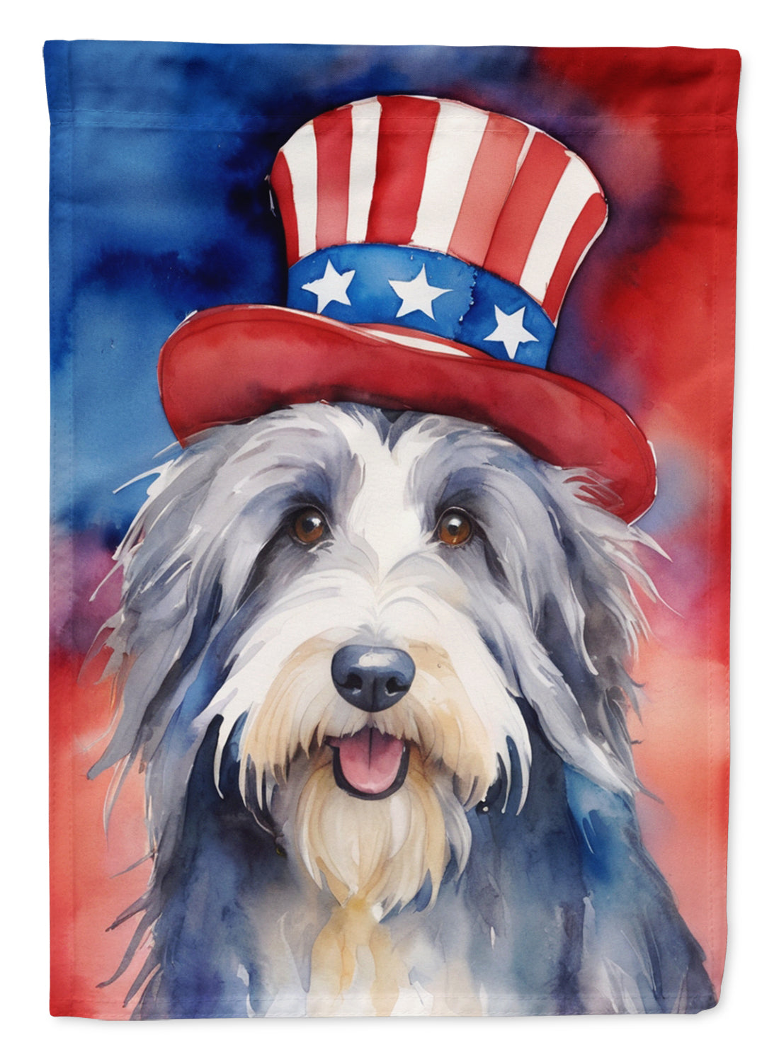 Bearded Collie Patriotic American House Flag 28x40 Porch Sleeve Pole Decorative Outside Yard Banner Artwork Wall Hanging, Polyester