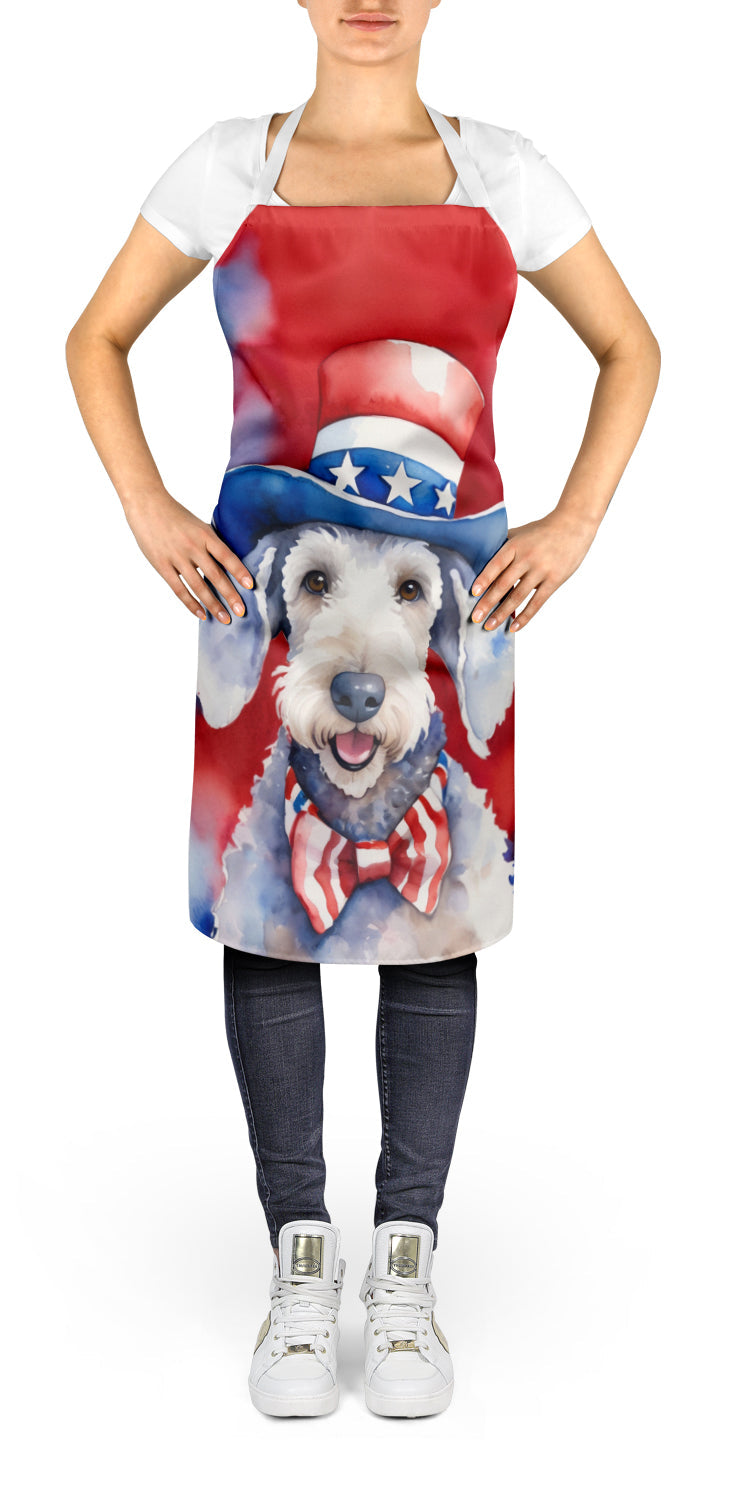 Bedlington Terrier Patriotic American Apron Cooking Kitchen Server Baking Crafts Gardening for Adult Women Men, Unisex, Large, Multicolor