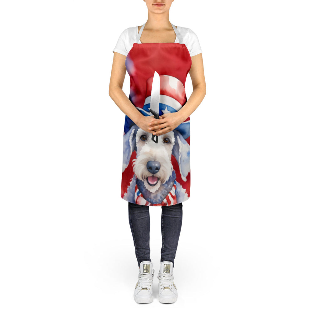 Bedlington Terrier Patriotic American Apron Cooking Kitchen Server Baking Crafts Gardening for Adult Women Men, Unisex, Large, Multicolor