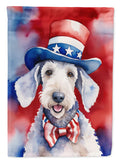 Bedlington Terrier Patriotic American House Flag 28x40 Porch Sleeve Pole Decorative Outside Yard Banner Artwork Wall Hanging, Polyester