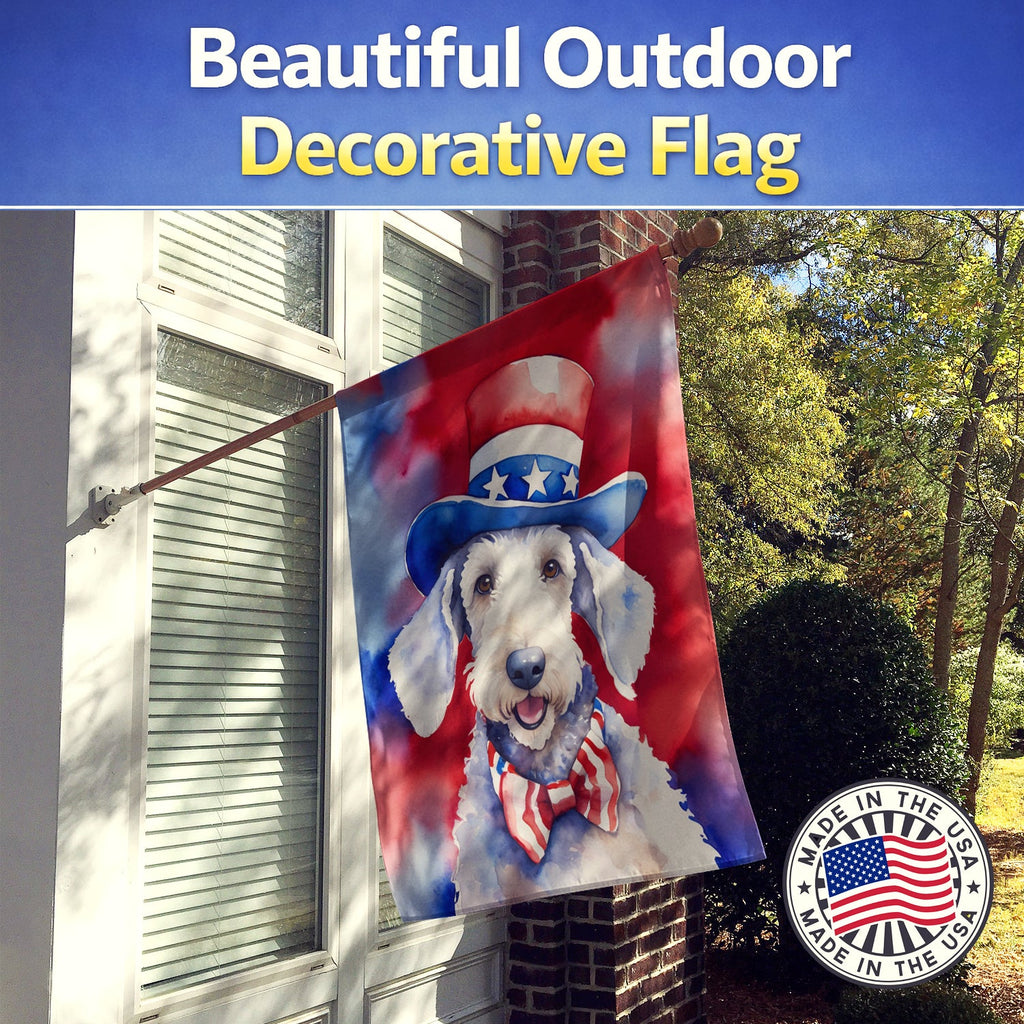Bedlington Terrier Patriotic American House Flag 28x40 Porch Sleeve Pole Decorative Outside Yard Banner Artwork Wall Hanging, Polyester