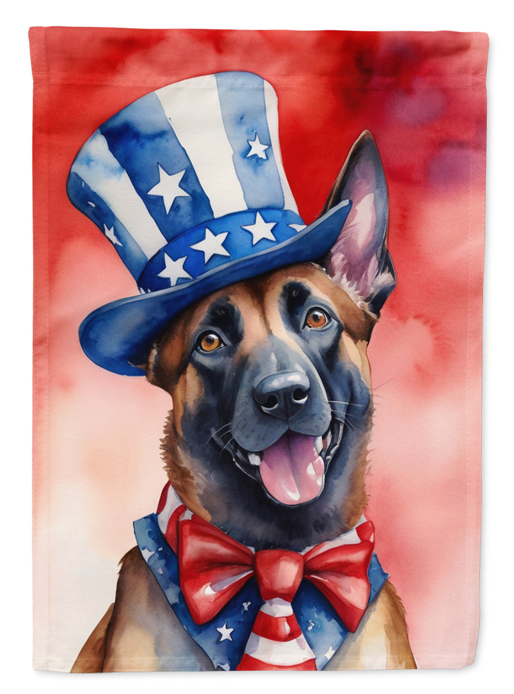 Belgian Malinois Patriotic American House Flag 28x40 Porch Sleeve Pole Decorative Outside Yard Banner Artwork Wall Hanging, Polyester