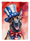 Belgian Malinois Patriotic American House Flag 28x40 Porch Sleeve Pole Decorative Outside Yard Banner Artwork Wall Hanging, Polyester