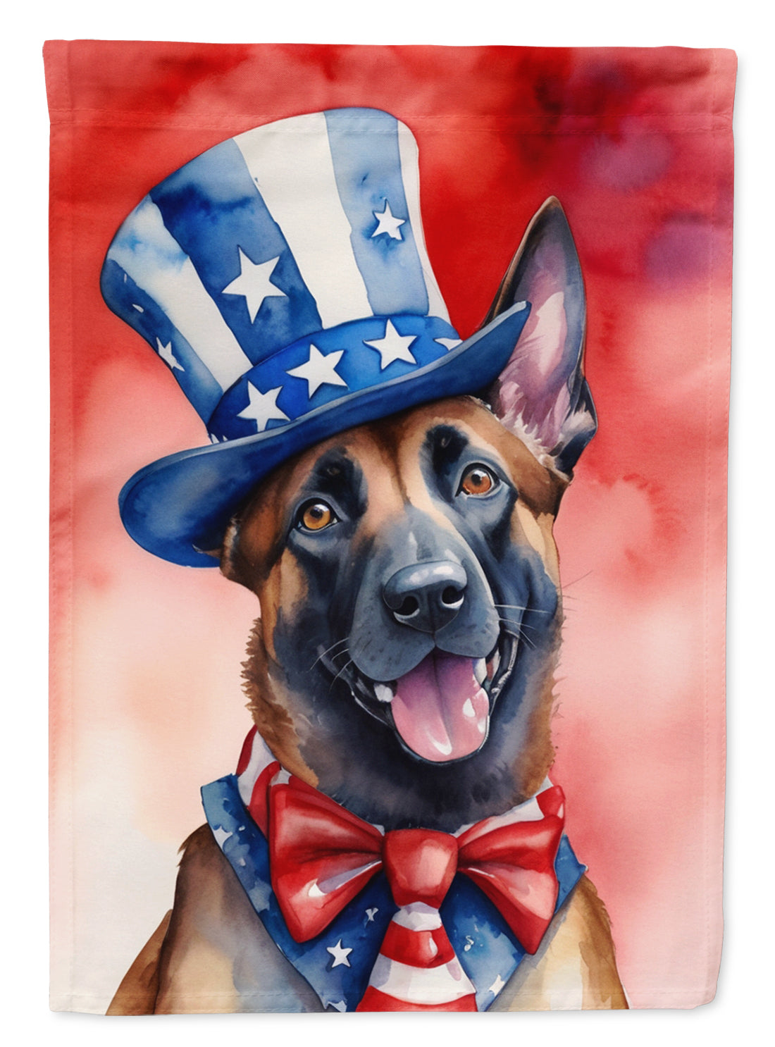Belgian Malinois Patriotic American House Flag 28x40 Porch Sleeve Pole Decorative Outside Yard Banner Artwork Wall Hanging, Polyester
