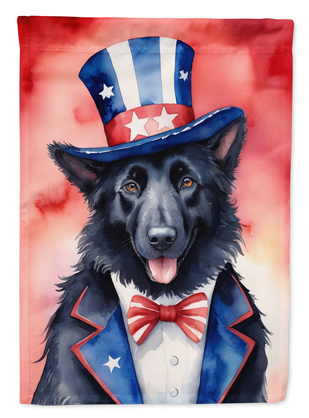Belgian Sheepdog Patriotic American House Flag 28x40 Porch Sleeve Pole Decorative Outside Yard Banner Artwork Wall Hanging, Polyester