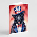 Belgian Sheepdog Patriotic American Greeting Cards Pack of 8 Blank Cards with Envelopes Whimsical A7 Size 5x7