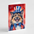 Belgian Tervuren Patriotic American Greeting Cards Pack of 8 Blank Cards with Envelopes Whimsical A7 Size 5x7