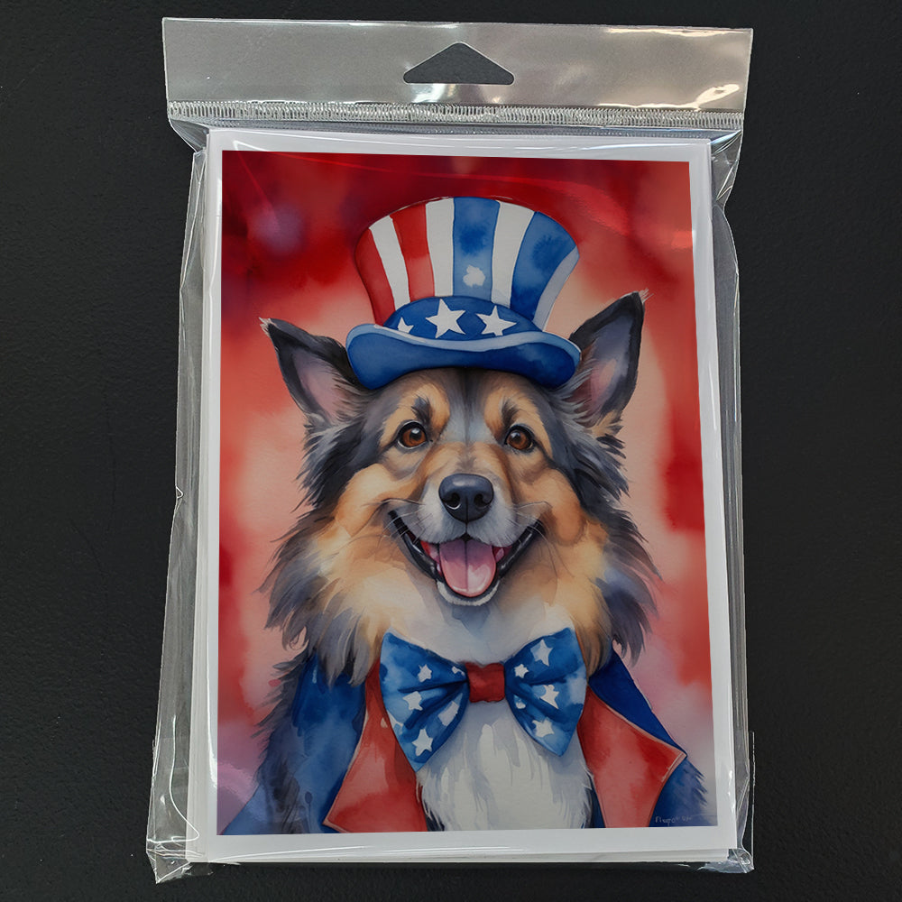 Belgian Tervuren Patriotic American Greeting Cards Pack of 8 Blank Cards with Envelopes Whimsical A7 Size 5x7
