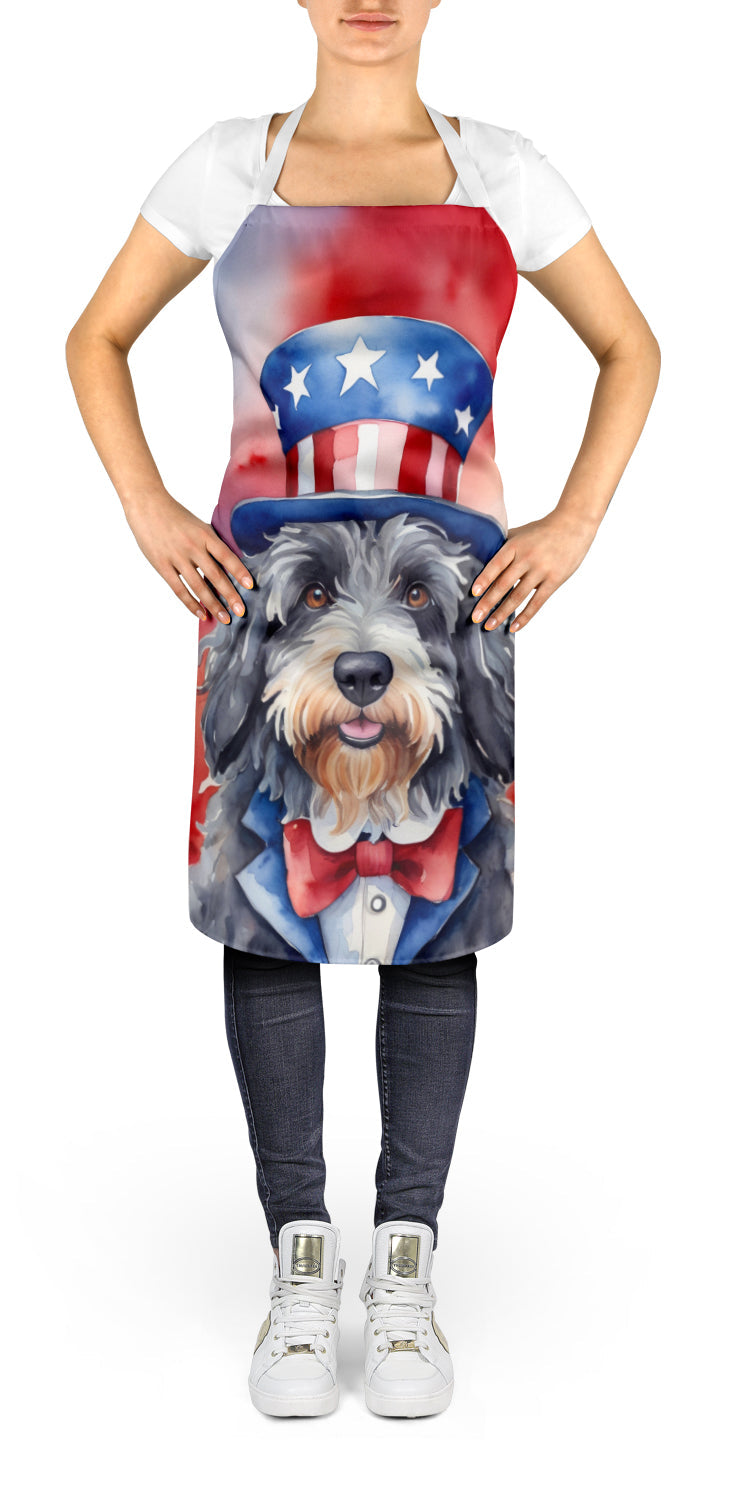 Bergamasco Sheepdog Patriotic American Apron Cooking Kitchen Server Baking Crafts Gardening for Adult Women Men, Unisex, Large, Multicolor