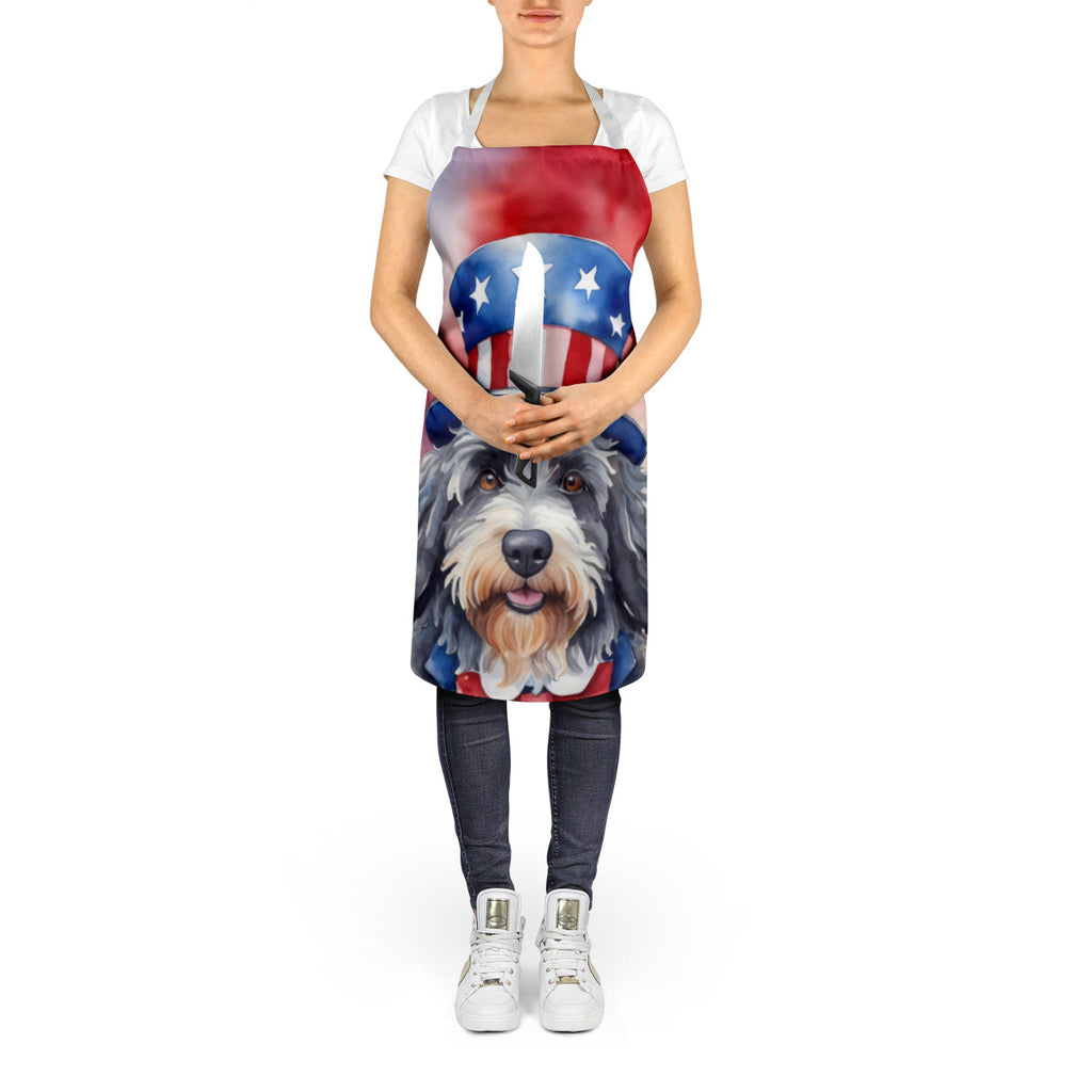 Bergamasco Sheepdog Patriotic American Apron Cooking Kitchen Server Baking Crafts Gardening for Adult Women Men, Unisex, Large, Multicolor