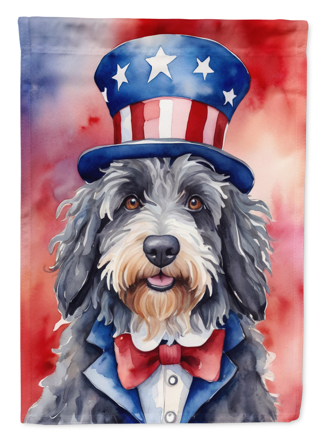 Bergamasco Sheepdog Patriotic American House Flag 28x40 Porch Sleeve Pole Decorative Outside Yard Banner Artwork Wall Hanging, Polyester