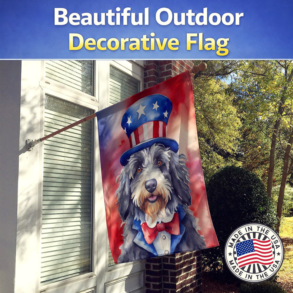 Bergamasco Sheepdog Patriotic American House Flag 28x40 Porch Sleeve Pole Decorative Outside Yard Banner Artwork Wall Hanging, Polyester