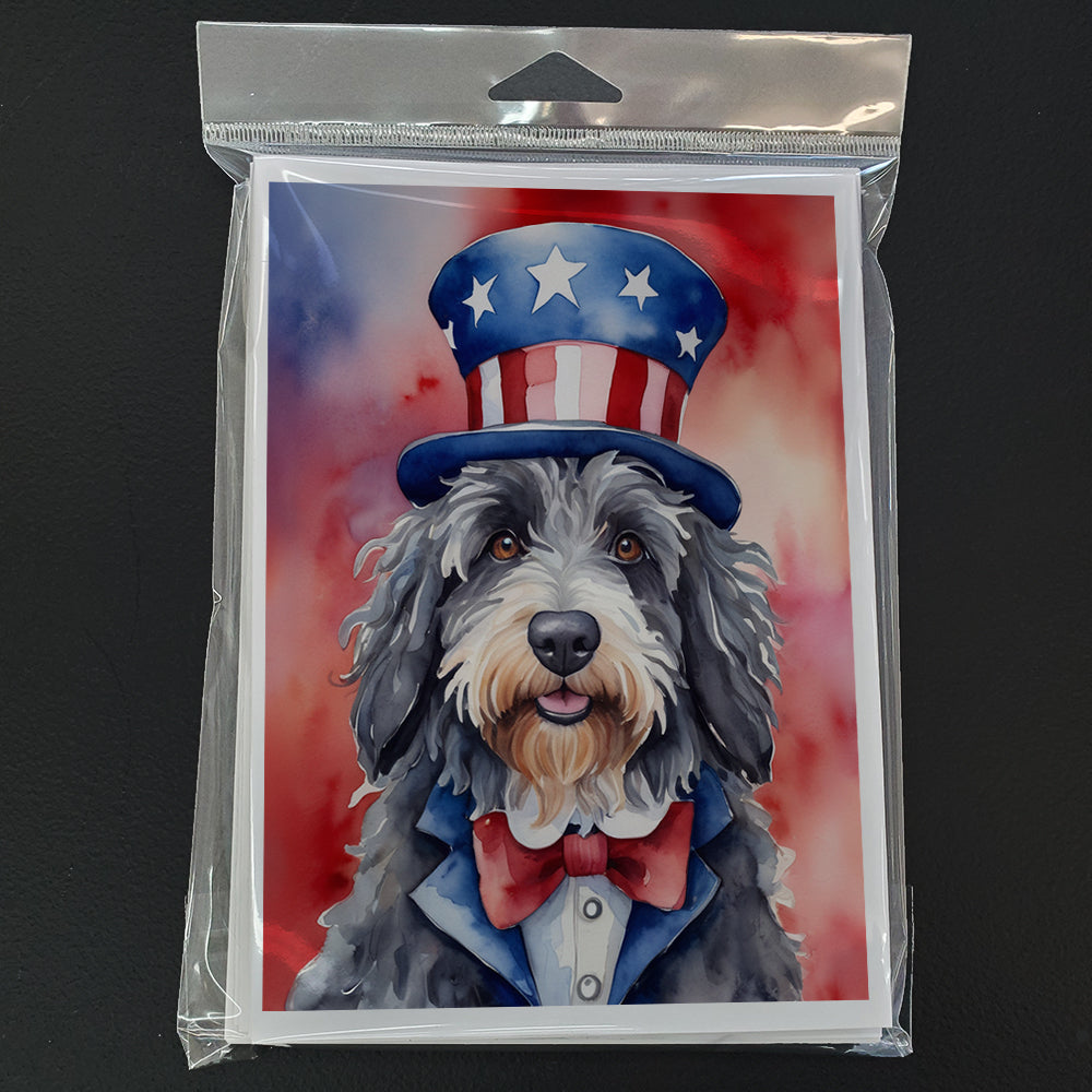Bergamasco Sheepdog Patriotic American Greeting Cards Pack of 8 Blank Cards with Envelopes Whimsical A7 Size 5x7