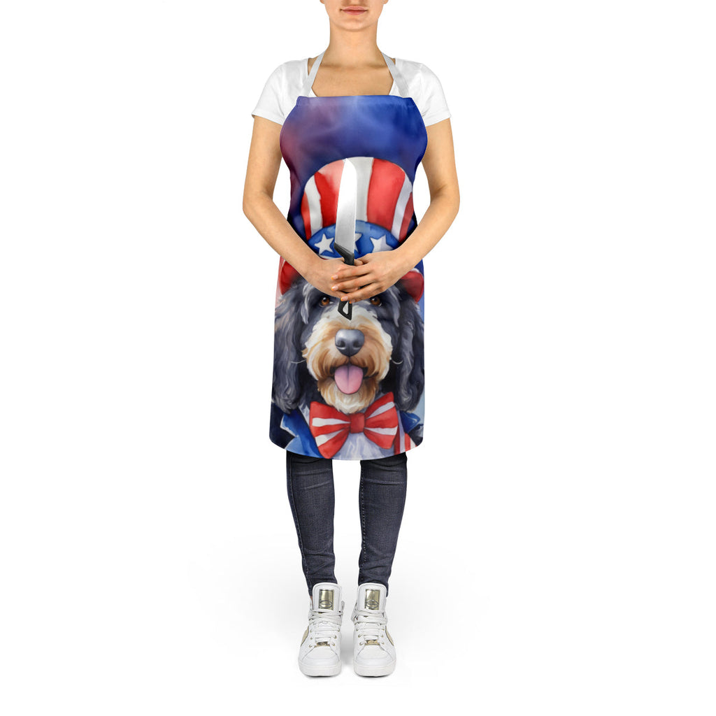 Bernedoodle Patriotic American Apron Cooking Kitchen Server Baking Crafts Gardening for Adult Women Men, Unisex, Large, Multicolor