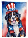 Bernese Mountain Dog Patriotic American House Flag 28x40 Porch Sleeve Pole Decorative Outside Yard Banner Artwork Wall Hanging, Polyester