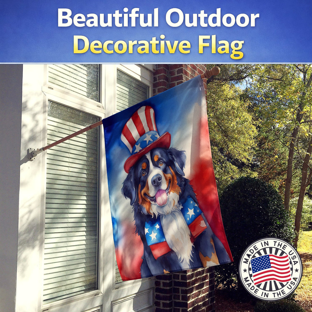 Bernese Mountain Dog Patriotic American House Flag 28x40 Porch Sleeve Pole Decorative Outside Yard Banner Artwork Wall Hanging, Polyester