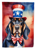 Black and Tan Coonhound Patriotic American House Flag 28x40 Porch Sleeve Pole Decorative Outside Yard Banner Artwork Wall Hanging, Polyester