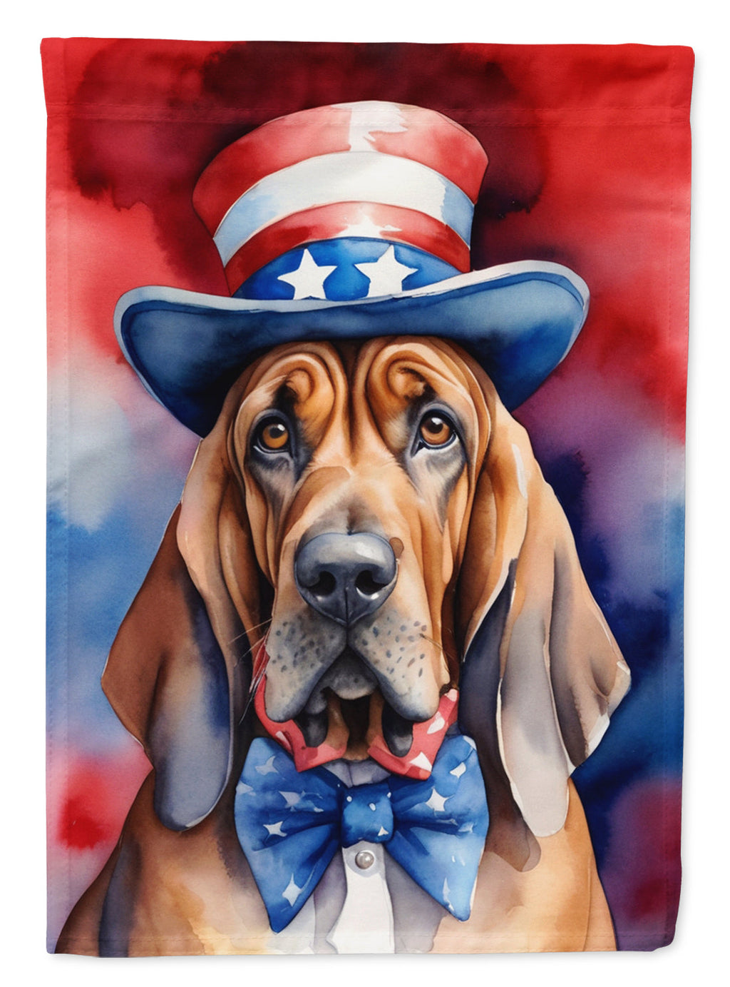 Bloodhound Patriotic American House Flag 28x40 Porch Sleeve Pole Decorative Outside Yard Banner Artwork Wall Hanging, Polyester