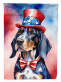 Bluetick Coonhound Patriotic American House Flag 28x40 Porch Sleeve Pole Decorative Outside Yard Banner Artwork Wall Hanging, Polyester
