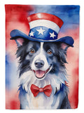 Border Collie Patriotic American House Flag 28x40 Porch Sleeve Pole Decorative Outside Yard Banner Artwork Wall Hanging, Polyester